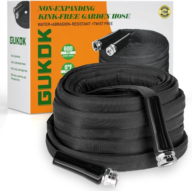 Photo 1 of GUKOK Non-Expanding Garden Hose, Lightweight, Ultra Flexible, Durable, Kink-Free Garden Hose, RV, Marine and Camper Hose, 
