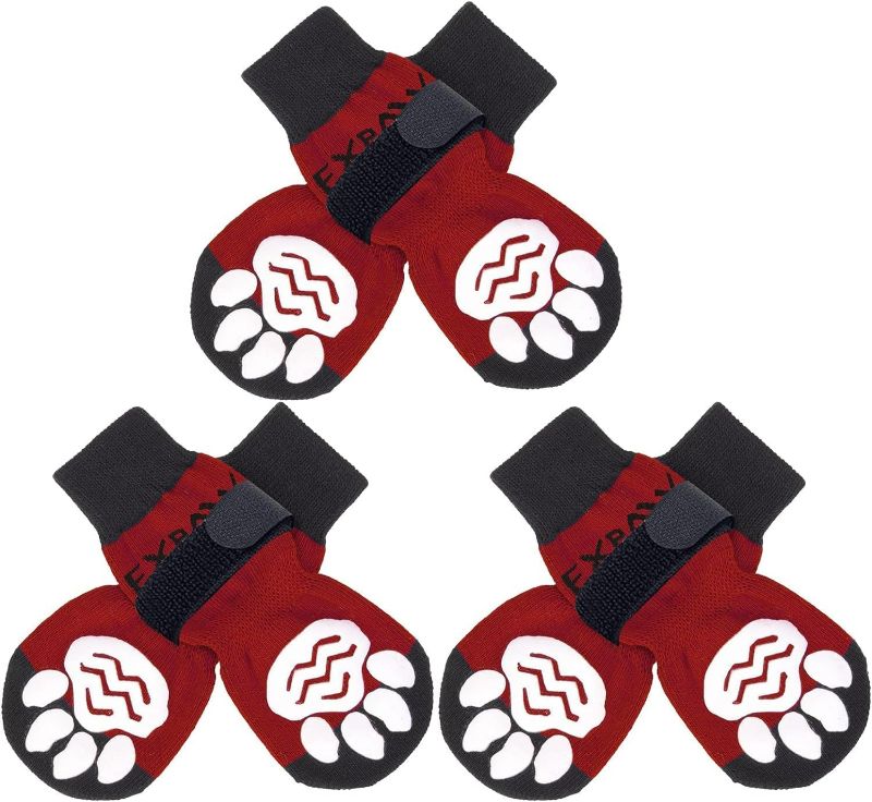 Photo 1 of EXPAWLORER Anti-Slip Dog Socks-Double Sides Grips Traction Control on Hardwood Floor,Dog Shoes for Hot/Cold Pavement,Best Paw Protector,Prevents Licking,for Puppy Small Medium Large Senior Dogs
