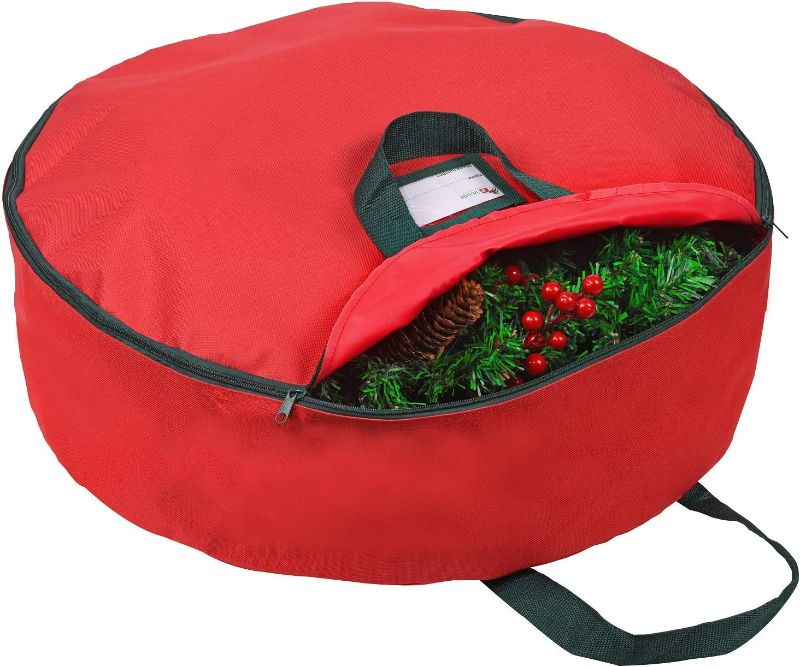 Photo 1 of Christmas Wreath Storage Bag 24"- Garland Wreaths Container with Handles - Durable 600D Oxford Polyester Material Holiday Wreaths Storage Holder