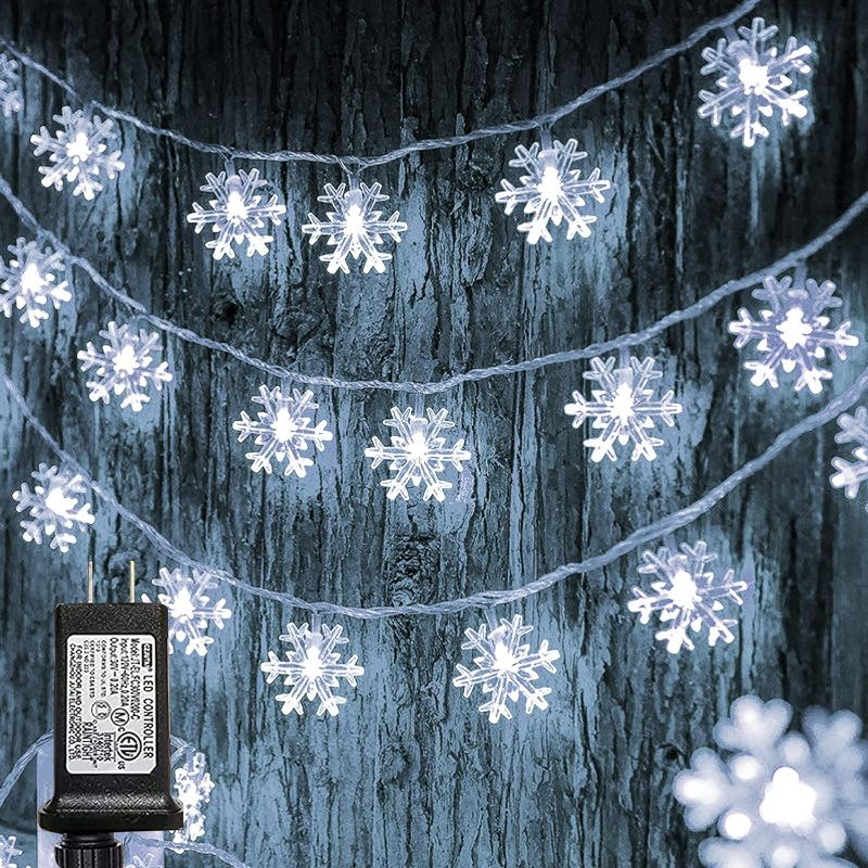 Photo 1 of Bright Christmas Snowflakes String Lights,