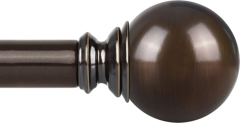 Photo 1 of KAMANINA 1 Inch Curtain Rod Telescoping Single Drapery Rod 72 to 144 Inches (6-12 Feet), BLACKCurtain Rods for Windows, Round Finials
