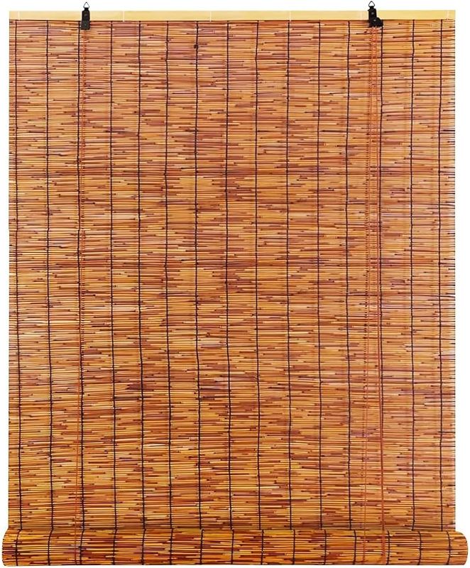 Photo 1 of Outdoor Reed Roller Blinds,Bamboo Blinds,Bamboo Shades,Outdoor Bamboo Blinds,Bamboo Shades for Patio,Bamboo Roll Up Shades,for Decks, Balconies, Patios, Courtyard, Custom Size-Brown-48×72in?W×H
