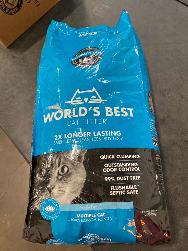 Photo 2 of WORLD'S BEST CAT LITTER Multiple Cat Lotus Blossom Scented 15-Pounds - Natural Ingredients, Quick Clumping, Flushable, 99% Dust Free & Made in USA - Floral Fragrance & Long-Lasting Odor Control
