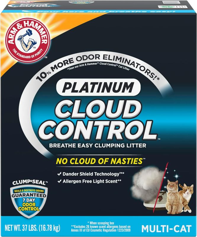Photo 1 of Arm & Hammer Cloud Control Platinum Multi-Cat Clumping Cat Litter with Hypoallergenic Light Scent, 14 Days of Odor Control, 27.5 lbs, Online Exclusive Formula
