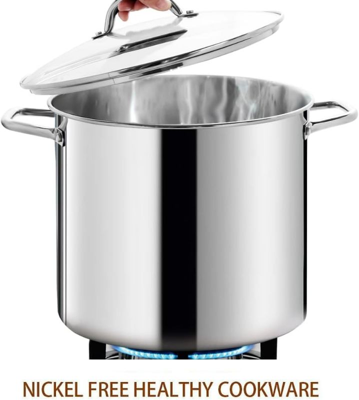 Photo 1 of HOMICHEF 24 Quart Large Nickel-Free Stainless Steel Stock Pot  - Polished Heavy Duty Induction Soup Pot
