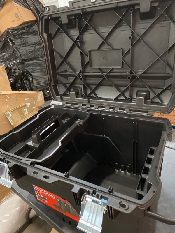 Photo 3 of CRAFTSMAN 29.35-in Plastic Lockable Wheeled Tool Box (Black)