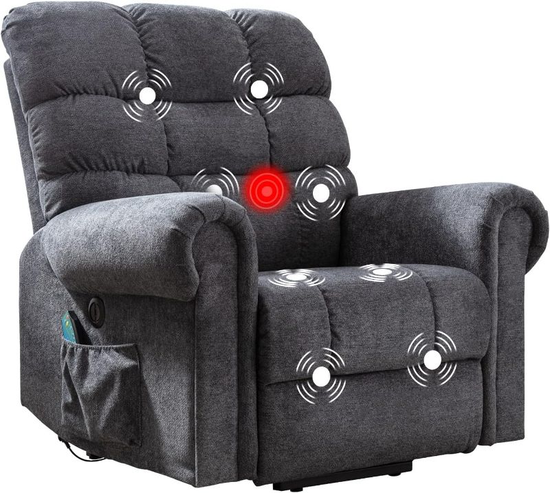 Photo 1 of BACK SEAT ONLY, Phoenix Home Power Lift Chair for Elderly, Leather Electric Living Room Recliner, Light Grey
