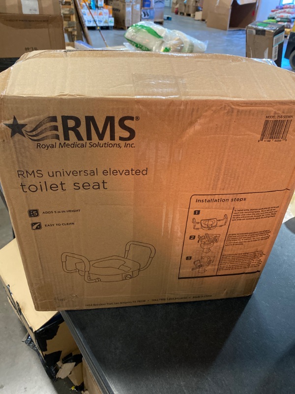 Photo 3 of RMS Raised Toilet Seat - 5 Inch Elevated Riser with Adjustable Padded Arms - Toilet Safety Seat for Elongated or Standard Commode