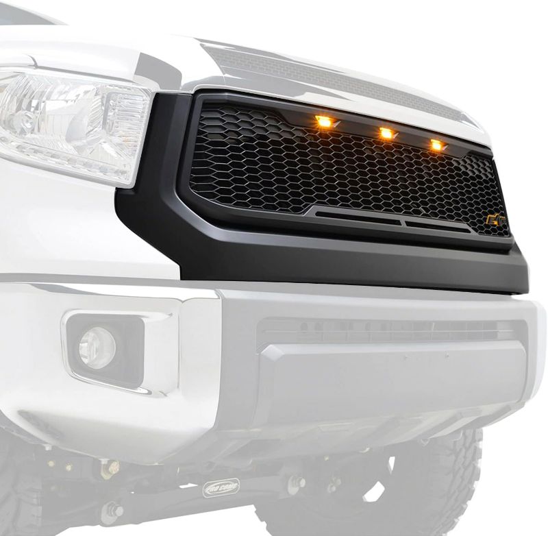 Photo 1 of Tidal Replacement Tundra ABS Grille Upper Front Hood Grill - Matte Black - With Amber LED Lights for 14-19 Tundra
