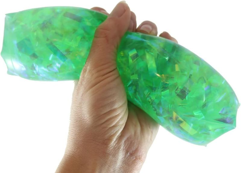 Photo 1 of 1 Jumbo Water Trick Snake Filled with Sparkle Streamers - Stress Toy - Slippery Tricky Wiggly Wiggler Tube - Squishy Wiggler Sensory Fidget Ball Can't Hold (green)
