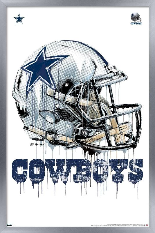 Photo 1 of Trends International NFL Dallas Cowboys - Drip Helmet 20 Wall Poster, 22.375" x 34", Silver Framed Version
