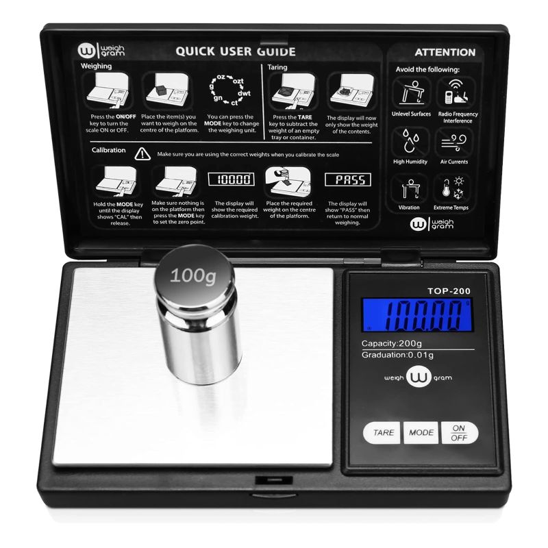 Photo 1 of Weigh Gram Scale Digital Pocket Scale,200g x 0.01g,Digital Grams Scale, Food Scale, Jewelry Scale Black, Kitchen Scale With100g Calibration Weight