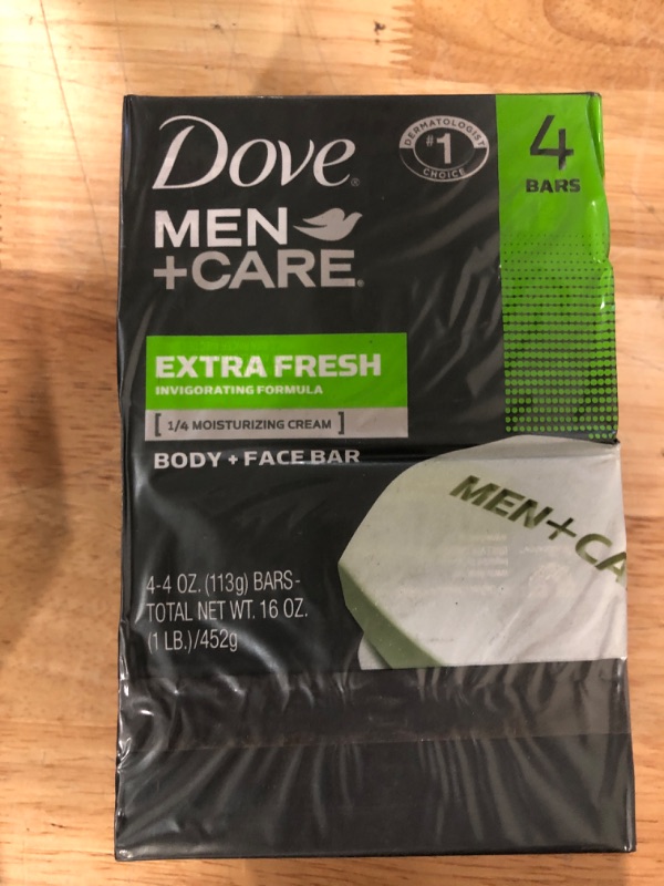 Photo 2 of Dove Men+Care Body + Face Bar Invigorating Formula, Extra Fresh, 3.75 oz (4 Bars)