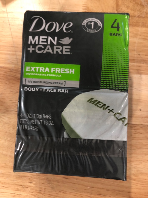 Photo 2 of Dove Men+Care Body + Face Bar Invigorating Formula, Extra Fresh, 3.75 oz (4 Bars)