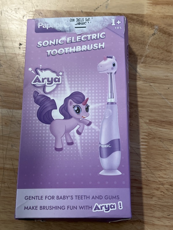 Photo 2 of Papablic Toddler Sonic Electric Toothbrush for Ages 1-3 Years, Baby Electric Toothbrush with Cute Unicorn Cover and Smart LED Timer, 4 Brush Heads (Arya)

