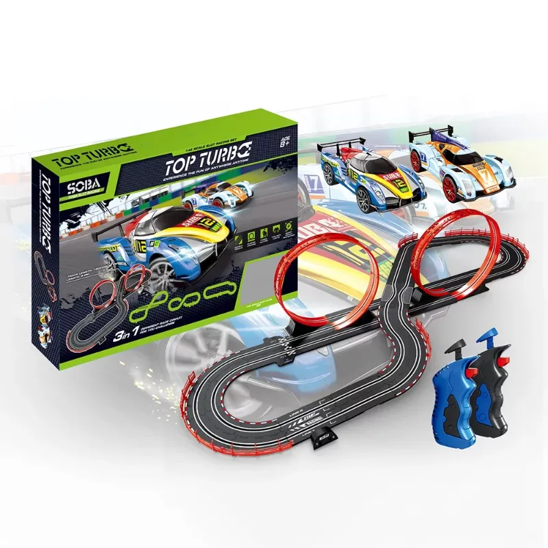 Photo 1 of LOVECOM Race Car Track Set for Kids with 2 Slot Cars 1:43 Scale and 2 Hand Controllers
