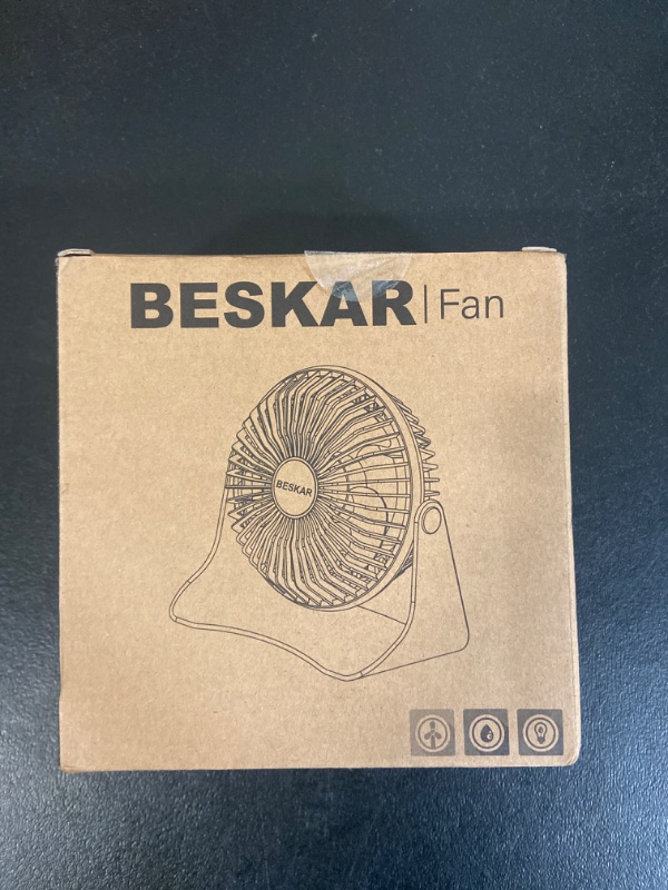 Photo 2 of BESKAR USB Small Desk Fan, Portable Fans with 3 Speeds Strong Airflow, Quiet Operation and 360°Rotate, Personal Table Fan for Home,Office, Bedroom- 3.9 ft Cord/White
