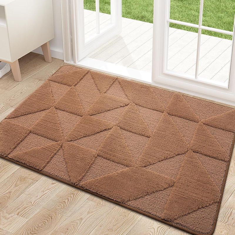 Photo 1 of OLANLY Door Mats Indoor, Non-Slip, Absorbent, Dirt Resist, Entrance Washable Mat, Low-Profile Inside Entry Doormat for Entryway (30x17 inches, Brown)