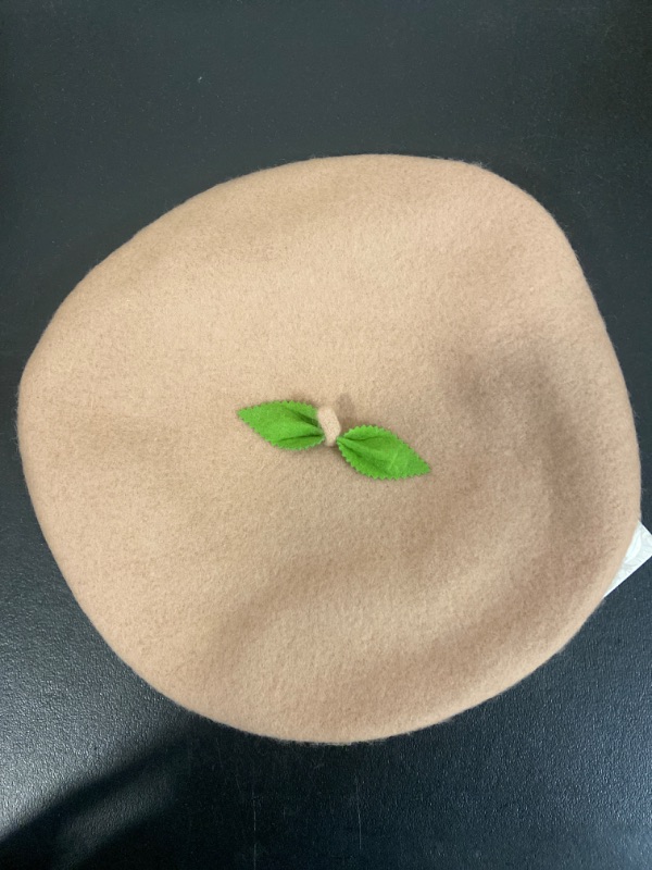 Photo 2 of FAICCIA Kawaii Handmade Cartoon Beret Hat Green Leaves Fruit Cosplay Vintage Lolita Mori Girl Wool Cap Gift