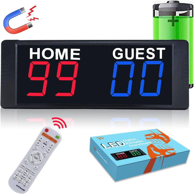 Photo 1 of YZ Magnetic Battery Powered Cornhole Scoreboard,Portable Digital Scoreboard with Remote,Ping Pong Score Keeper with Buzzer,LED Electronic Scoreboard for Basketball/Baseball/Volleyball/Billiard Games