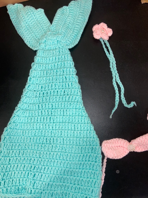 Photo 2 of Mermaid Tail Costume, Fin, Bra, Headband With Bling Baby Gift Set 3 Piece Sea Green and Pink