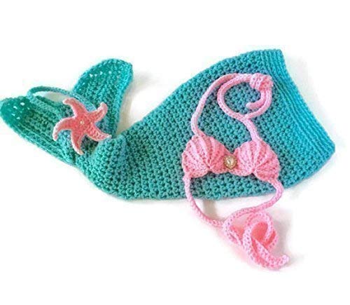 Photo 1 of Mermaid Tail Costume, Fin, Bra, Headband With Bling Baby Gift Set 3 Piece Sea Green and Pink