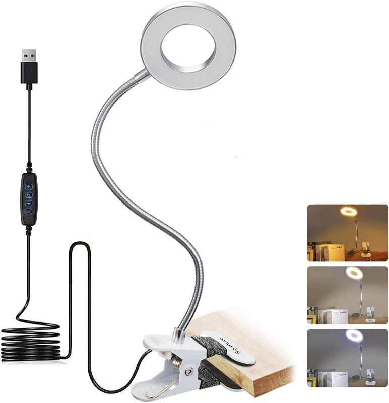 Photo 1 of Skymore 24 LED Clip on Light, Clip Desk Lamp Reading Light with 3 Color Modes, 10 Brightness Dimmer & 360°Flexible Gooseneck Bed Lamp, Perfect for Night Reading, Makeup, Nail Art, Tattoo, Manicure