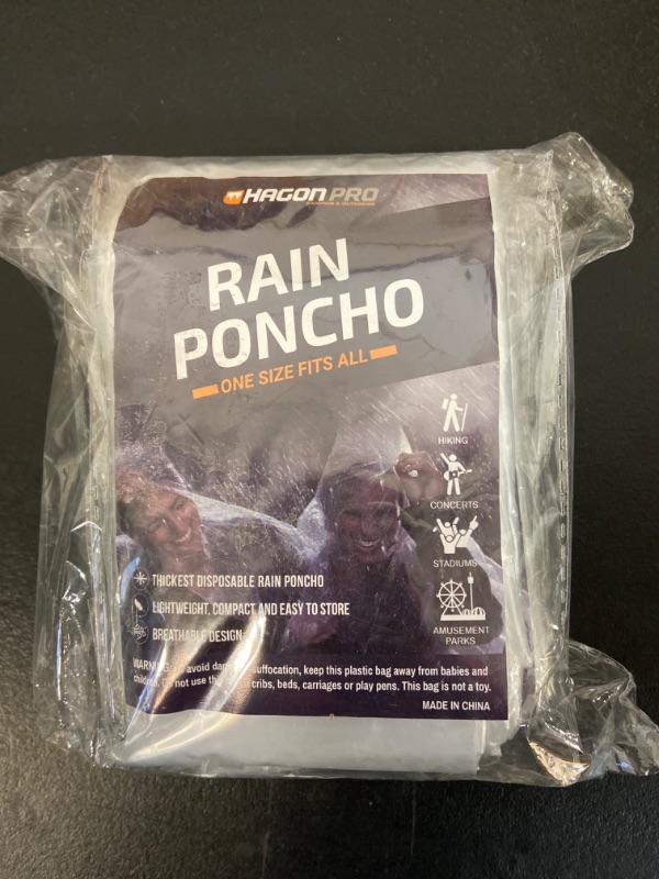 Photo 2 of Hagon PRO Disposable Rain Ponchos for Adults (5 Pack)