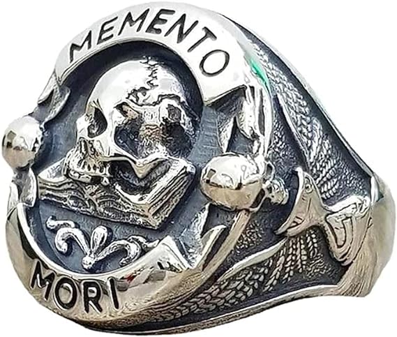 Photo 1 of Goohopsun Memento Mori Skull Men's Biker Ring, Antique Stainless Steel Skull Biker Ring, Skull Rings for Men and Women