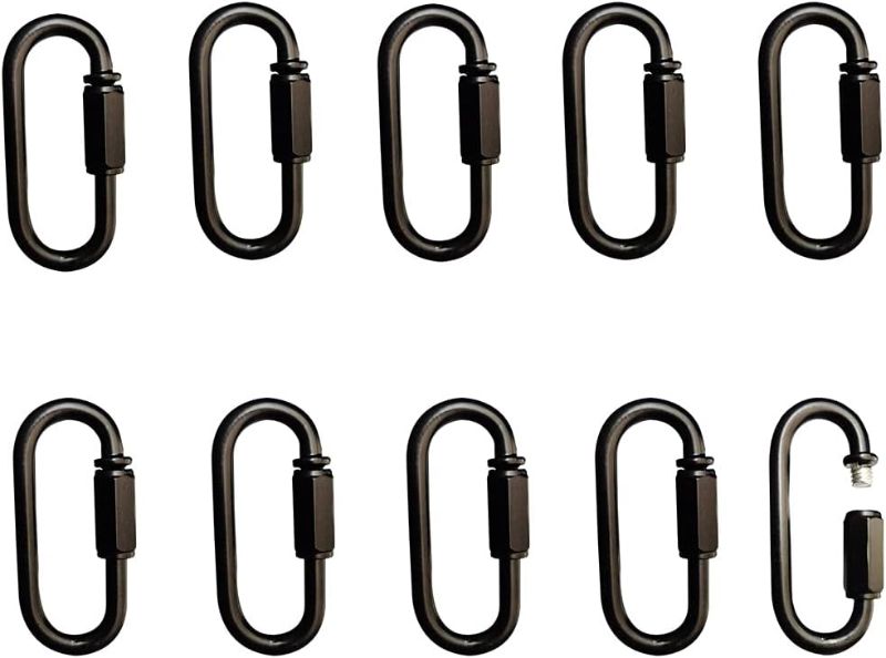 Photo 1 of CUFEAL 10- Pack Heavy Duty D Shape Chain Locking M4 4MM Chain Quick Link Connector (Black)
