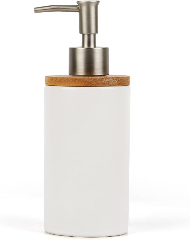 Photo 1 of Whiidoom Ceramic Soap Dispenser Hand Soap Dispenser Refillable Liquid Great for Kitchen and Bathroom Decorative (White)
