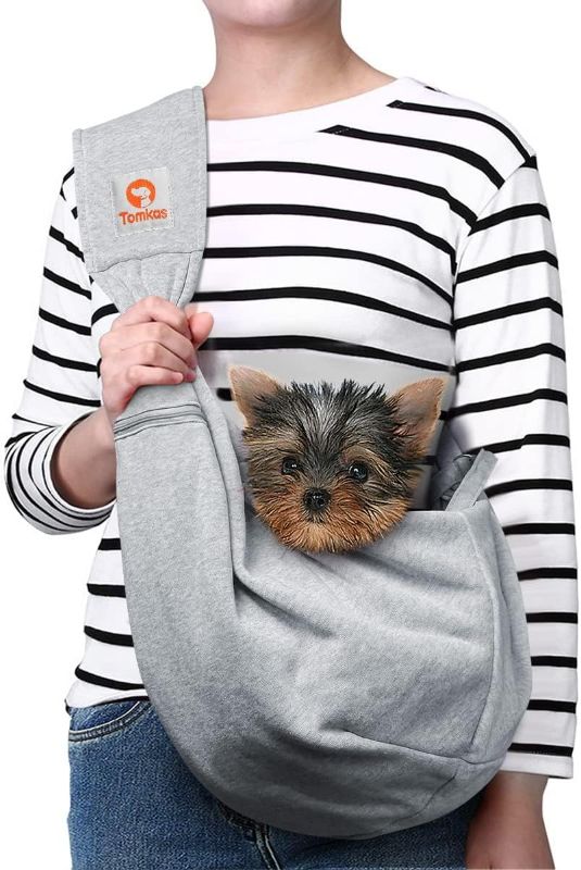 Photo 1 of TOMKAS Dog Sling Carrier for Small Dogs pet slings with extra pocket storage sling with storage pocket