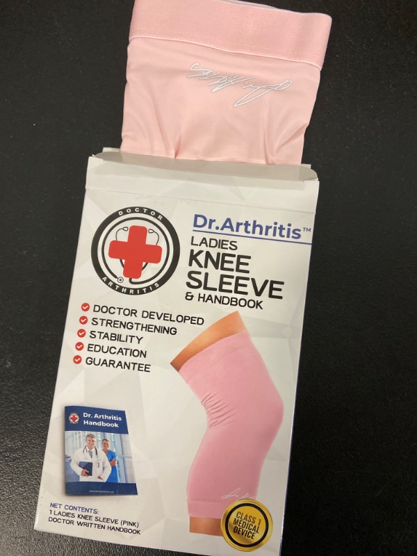 Photo 2 of Doctor Developed Ladies Pink Knee Brace/Knee Compression Sleeve/Knee Support for Women & Doctor Written Handbook -Guaranteed relief for Arthritis, Tendonitis, Injury support, & Running