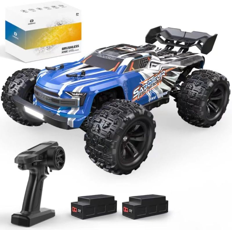 Photo 1 of DEERC H16E Brushless Racing RC Truck,Max 70kph,1:16 4X4 RTR Fast Hobby RC Cars for Adults & Boys,All Terrains RC Monster Truck,Off Road Electric Vehicle Gift,2 Li-po Batteries