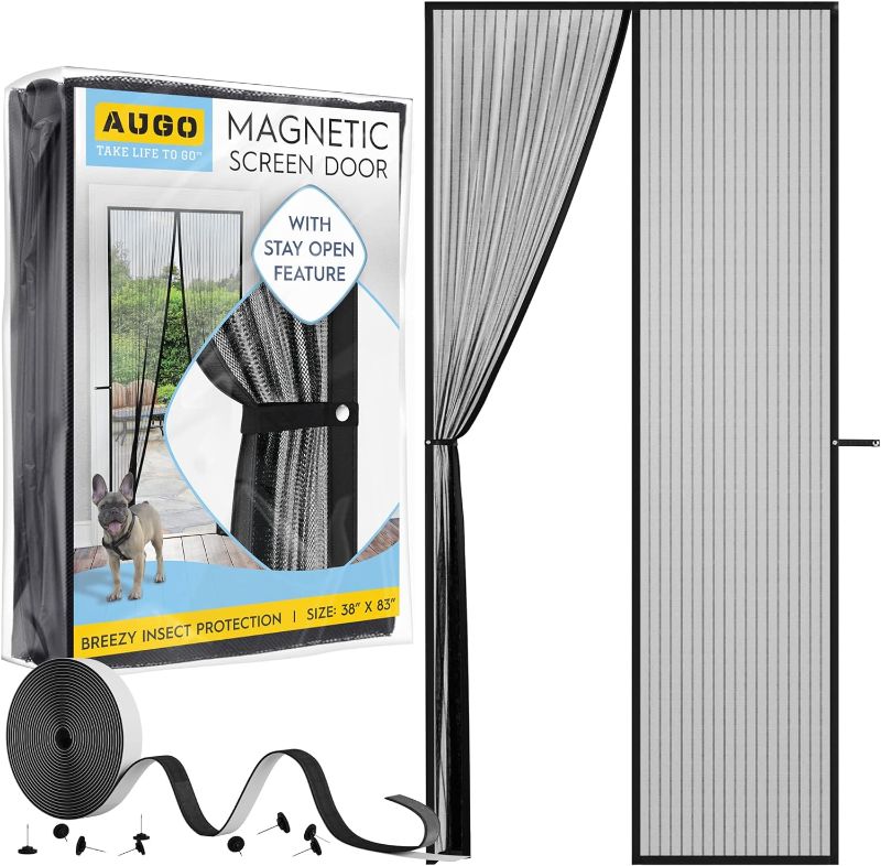 Photo 1 of UGO Magnetic Screen Door - Self Sealing, Heavy Duty, Hands Free Mesh Partition Keeps Bugs Out - Pet and Kid Friendly - Patent Pending Keep Open Feature - 38 Inch x 83 Inch