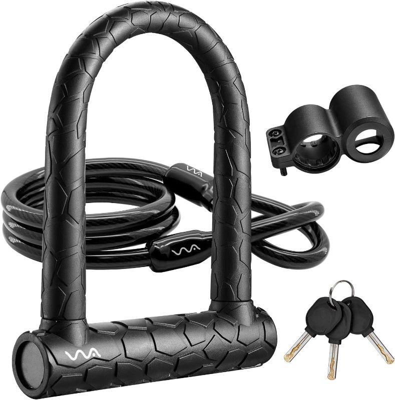 Photo 1 of Bike U Lock,20mm Heavy Duty Combination Bicycle D Lock Shackle 4ft Length Security Cable with Sturdy Mounting Bracket and Key Anti Theft Bicycle Secure Locks
