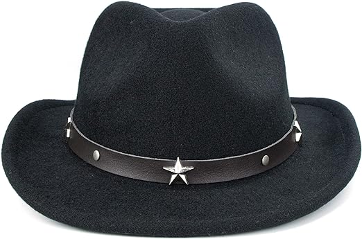 Photo 1 of Vikodah Western Cowboy Hat for Teens Big Kids Short Brim Roll Up Brim Cowgirl Hat Felt Fedora Hat for 8-16 Years