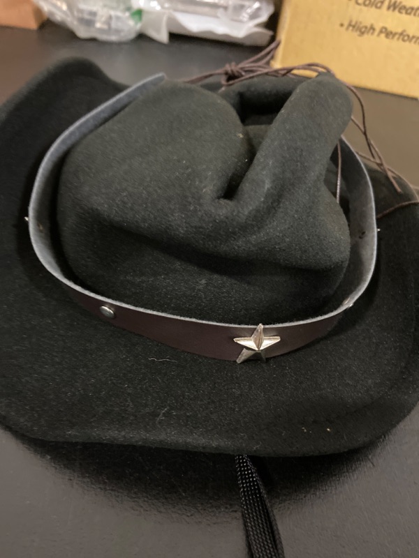 Photo 2 of Vikodah Western Cowboy Hat for Teens Big Kids Short Brim Roll Up Brim Cowgirl Hat Felt Fedora Hat for 8-16 Years