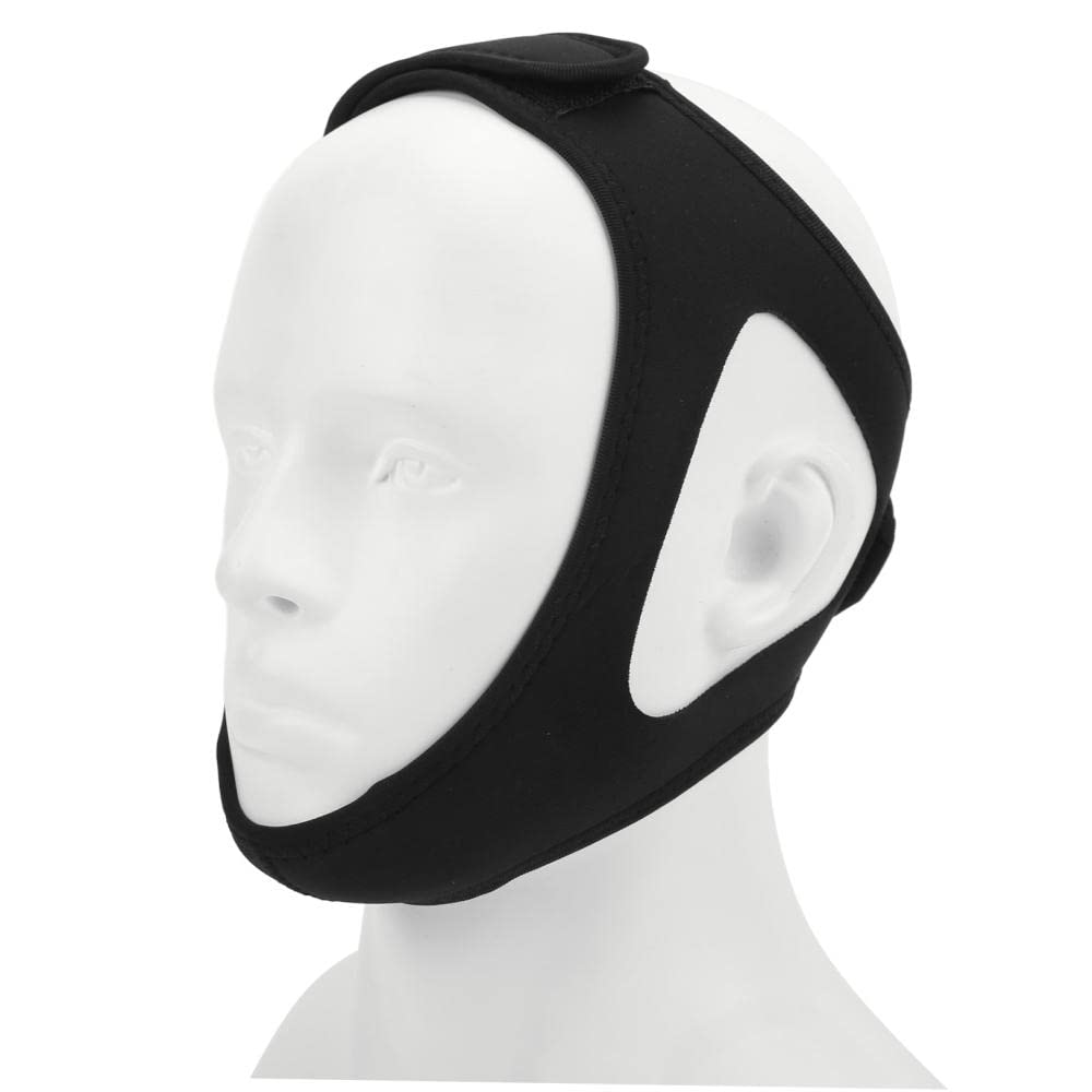 Photo 1 of Anti Snoring Devices Adjustable Chin Strap Anti Snoring Chin Strap Rubber Elastic Head Band Anti Snore Belt Device for Men Women Black 