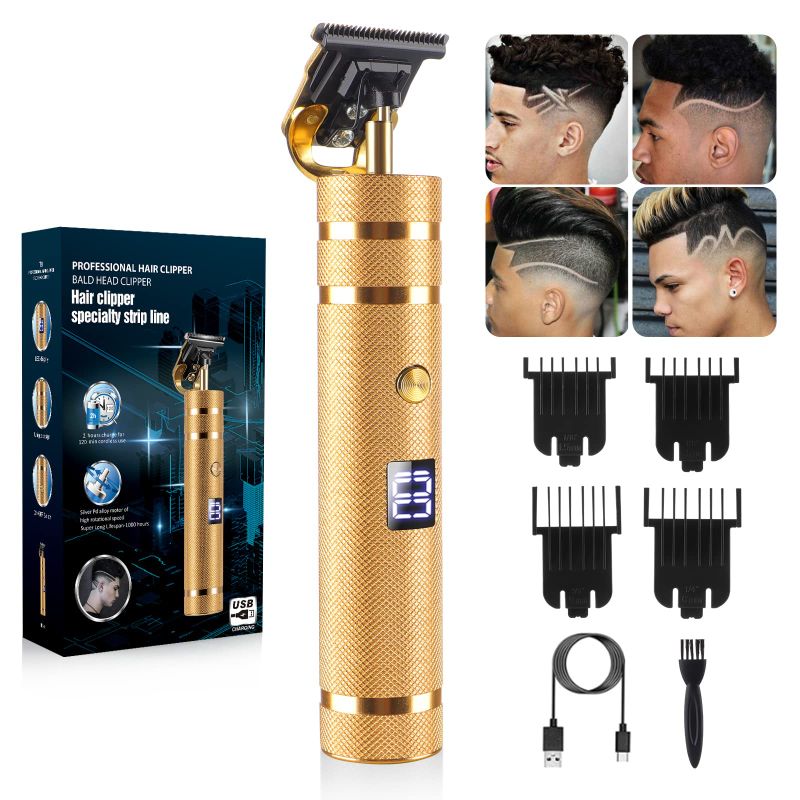 Photo 1 of Hair Clippers for Men, Beard Trimmer Zero Gapped Cordless Hair Trimmer T-Blade Trimmer Mens Hair Clippers Shaver Edgers Clippers Grooming Kit with Guide Combs Gifts for Men (Gold)
