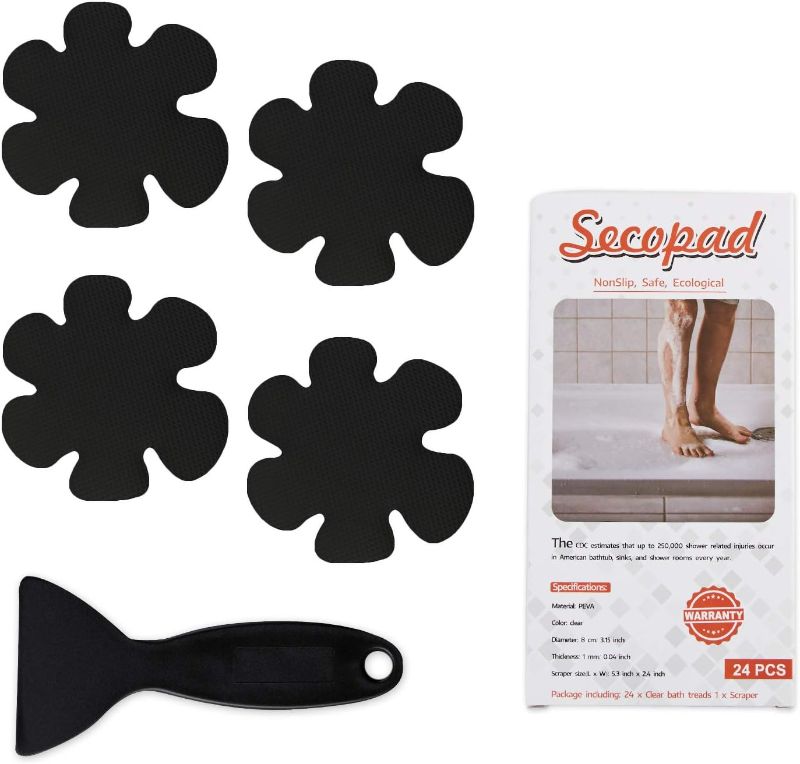 Photo 1 of Secopad Bathtub Stickers Non-Slip, 24PCS Safety Shower Treads Adhesive Appliques with Premium Scrape (Black)