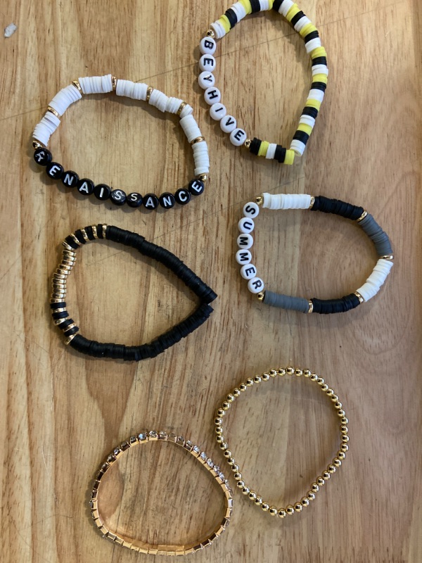 Photo 2 of Heishi Bracelet Stack, Boho Jewelry For Women Bracelets, Wife Gift From Husband, Beaded Bracelet Set, Teen Girl Gifts, Gift Under 20