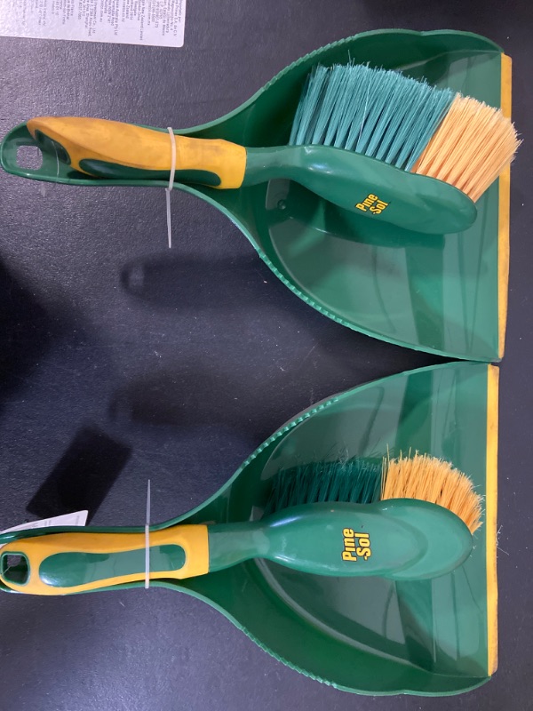 Photo 2 of 2 Pack Pine-Sol Dustpan and Brush Set | Nesting Snap-On Design | Portable, Compact Dust Pan and Hand Broom for Cleaning with Rubber Grip Edge, Green