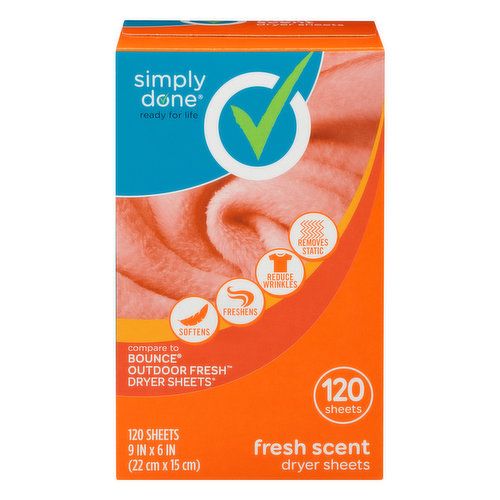 Photo 1 of 2 Pack Simply Done Dryer Sheets, Fresh Scent - 120 Each