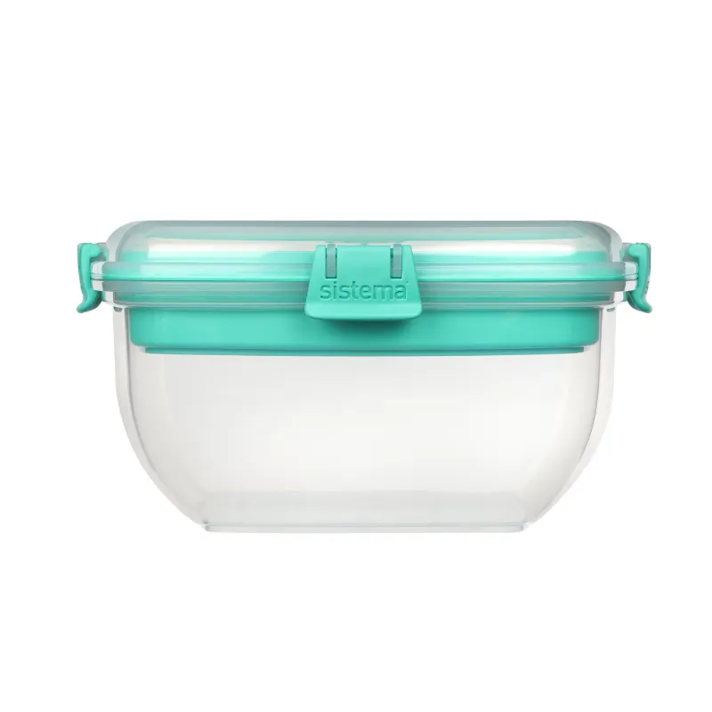 Photo 1 of Sistema To-Go 1.1L Salad Plastic Food Storage Container + Sistema To Go Collection Breakfast Plastic Bowl Food Storage Container, 17.9 oz./0.5 L, Color Received May Vary, 1 Count (Pack of 1) (BLUE)