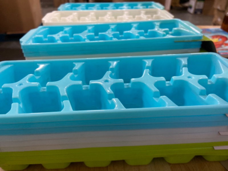 Photo 2 of 3 Pack Plastic Ice Cube Tray, Assorted Colors (9 Trays)