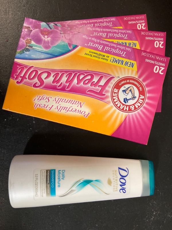 Photo 3 of Bundle: Dove Nutritive Solutions Shampoo Daily Moisture 12 oz + ARM & HAMMER Fresh'n Soft Fabric Softening Sheets, Tropical Burst 20 ea (Pack of 3)