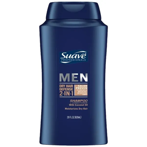 Photo 1 of 2 Pack Suave Men Dry Hair Defense 2 in 1 Shampoo + Conditioner with Coconut Oil, 828ml