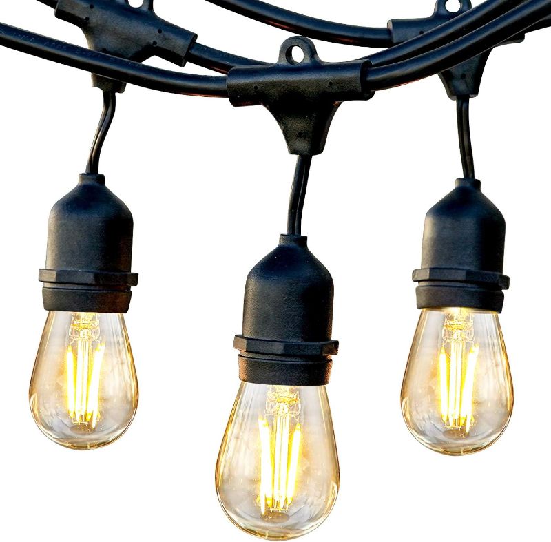 Photo 1 of Brightech Ambience Pro - Waterproof LED Outdoor String Lights - 7 Hanging, 2W Dimmable Vintage Edison Bulbs, 24 Ft Commercial Grade Patio Lights Create Cafe Christmas Ambience in Your Backyard