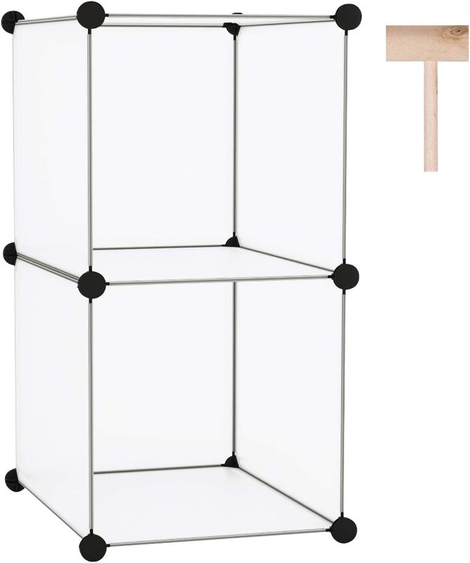 Photo 1 of C&AHOME Cube Storage, 2-Cube Organizer Unit, Plastic Closet Storage Shelf, DIY Bookshelf, Modular Bookcase, Cabinet Ideal for Bedroom, Living Room, Office, 12.4" L x 12.4" W x 24.8" H White SBTM3002A